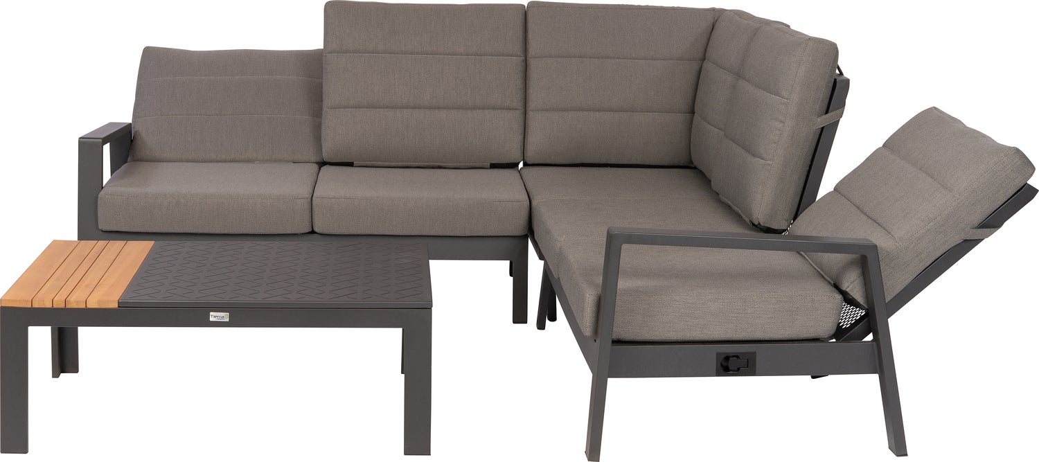 Tierra Outdoor 4-zits loungeset Queens antraciet