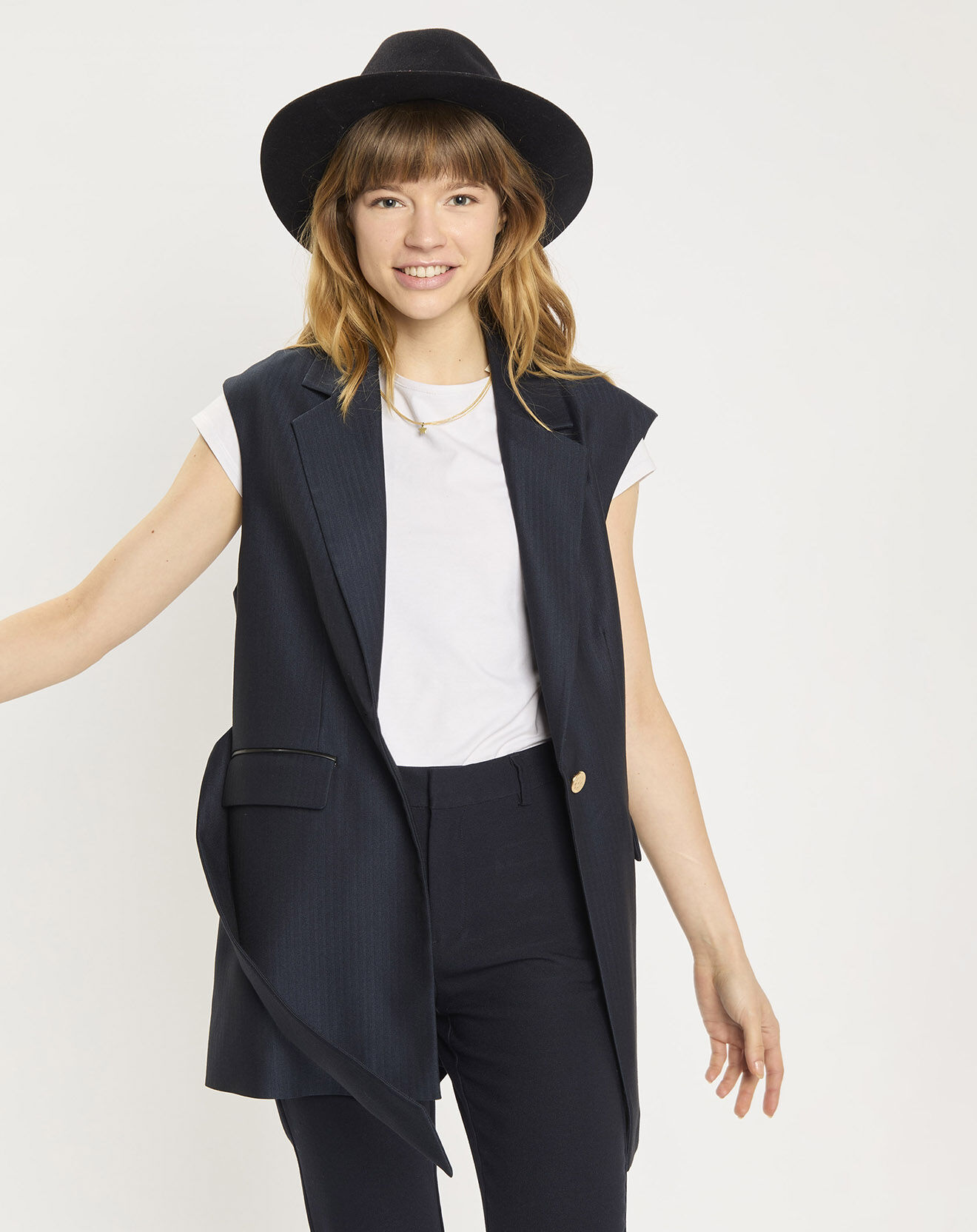 Scotch & Soda Gilet blazer sans manches bleu foncé