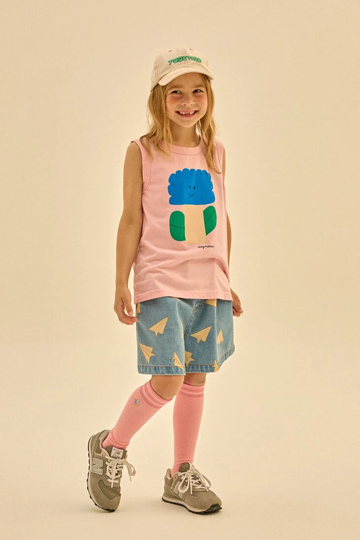 Jelly Mallow lichtroze jelly mallow top big flower sleeveless t-shirt