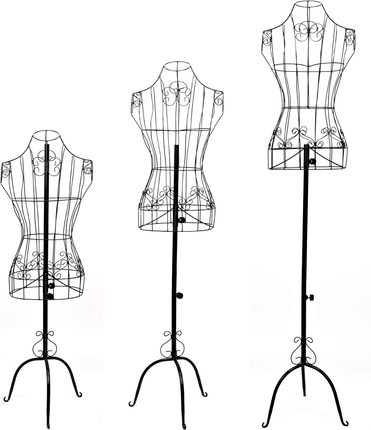 (110-160cm) Höhenverstellbare Metall Schneider Büste Weibliche Schneiderpuppe DIY Schaufensterpuppe Mercerie Zubehör - Schwarz