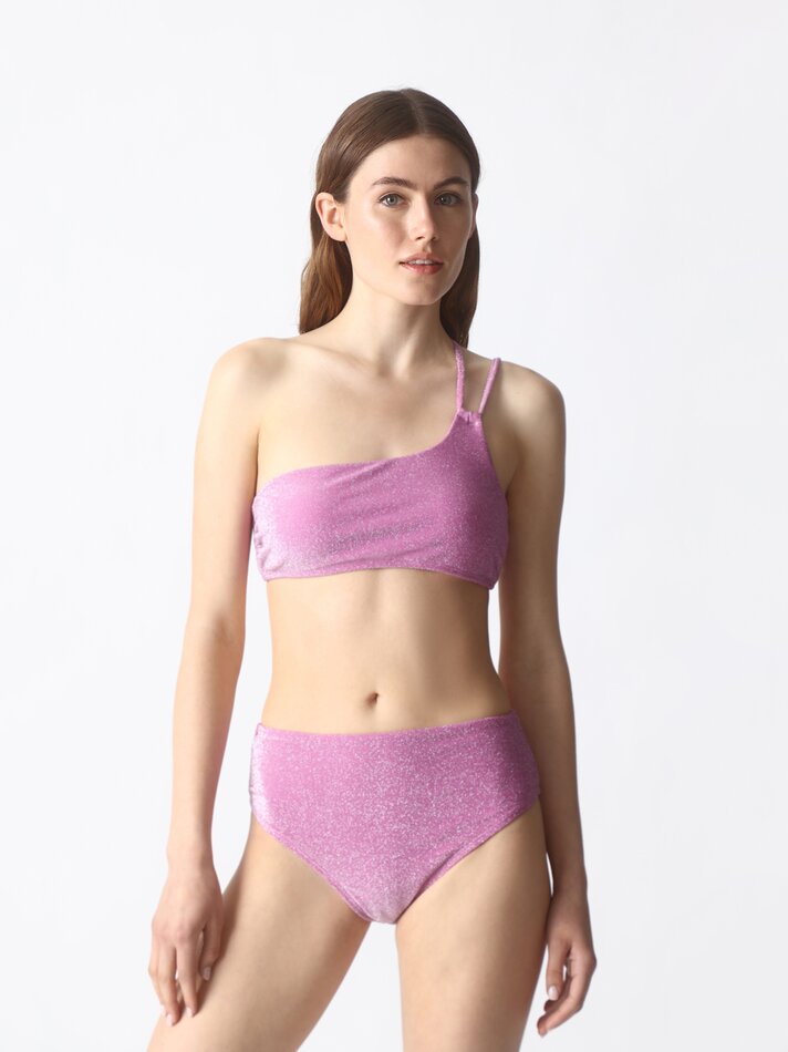 Top de biquíni assimétrico - Rosa