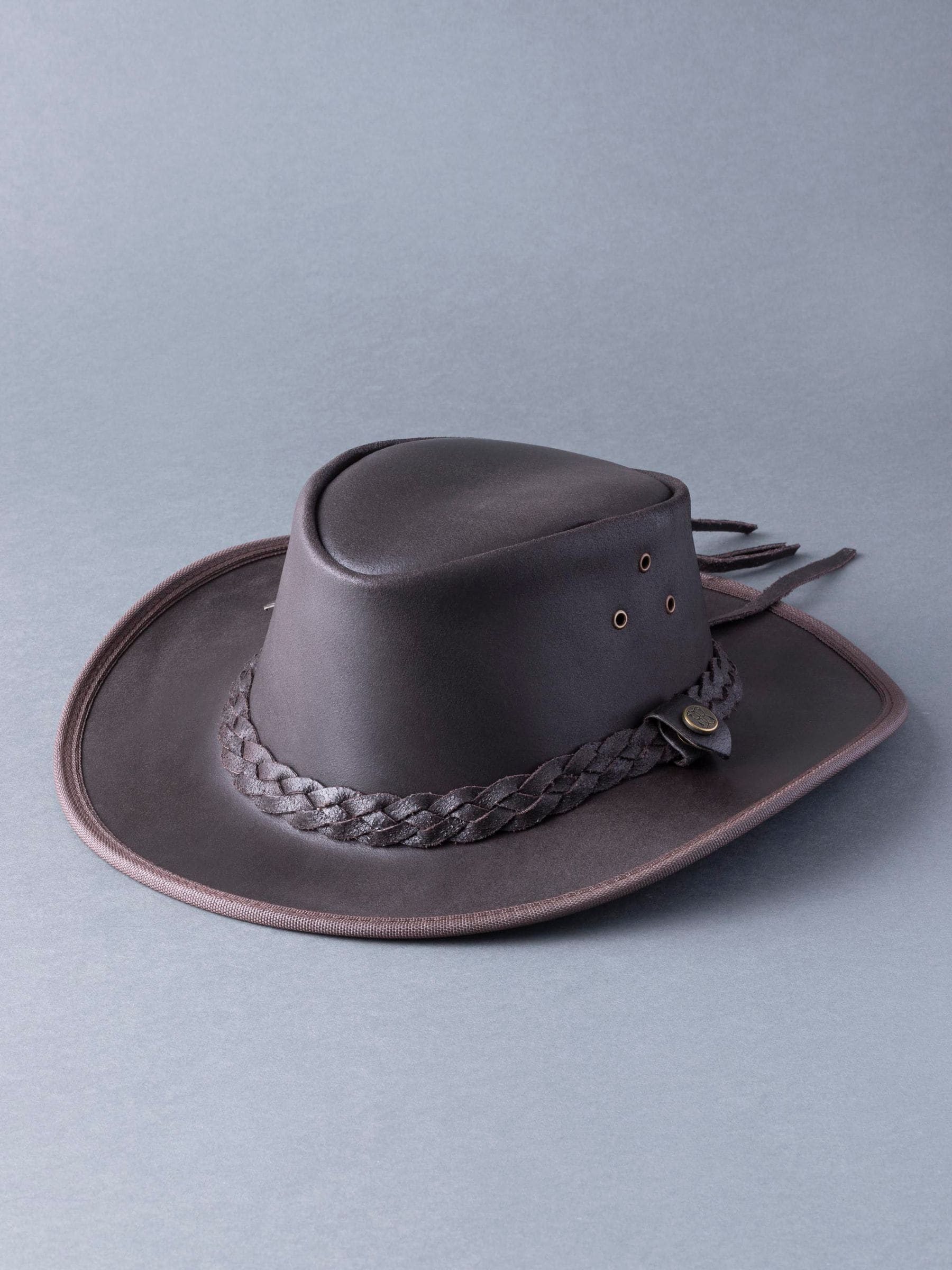 Bruin - Lakeland Leather - Leren Outback III hoed in Australische stijl