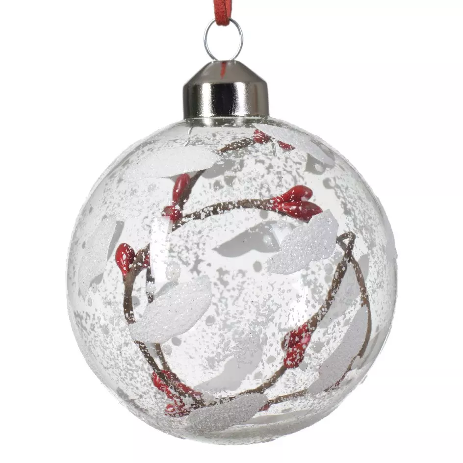 Lot de 3 boules de Noël (D80 mm) en verre Nature enneigée Transparent