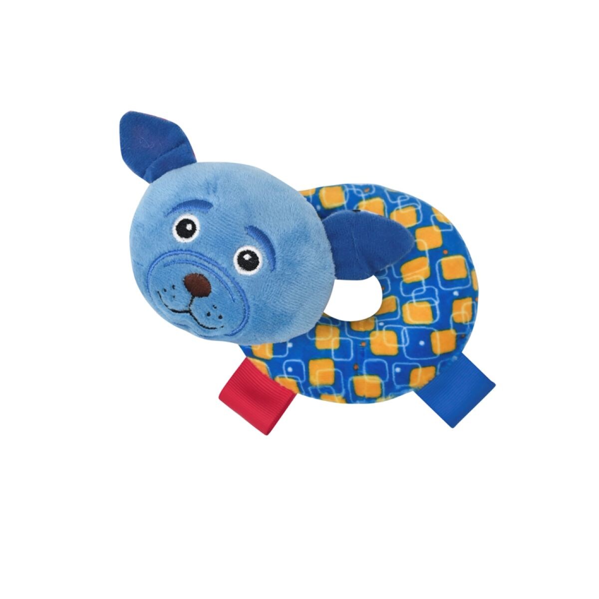 Lorelli Baby Rassel Tiere, Greifling aus Plüsch, leuchtende Farben, ab Geburt blau