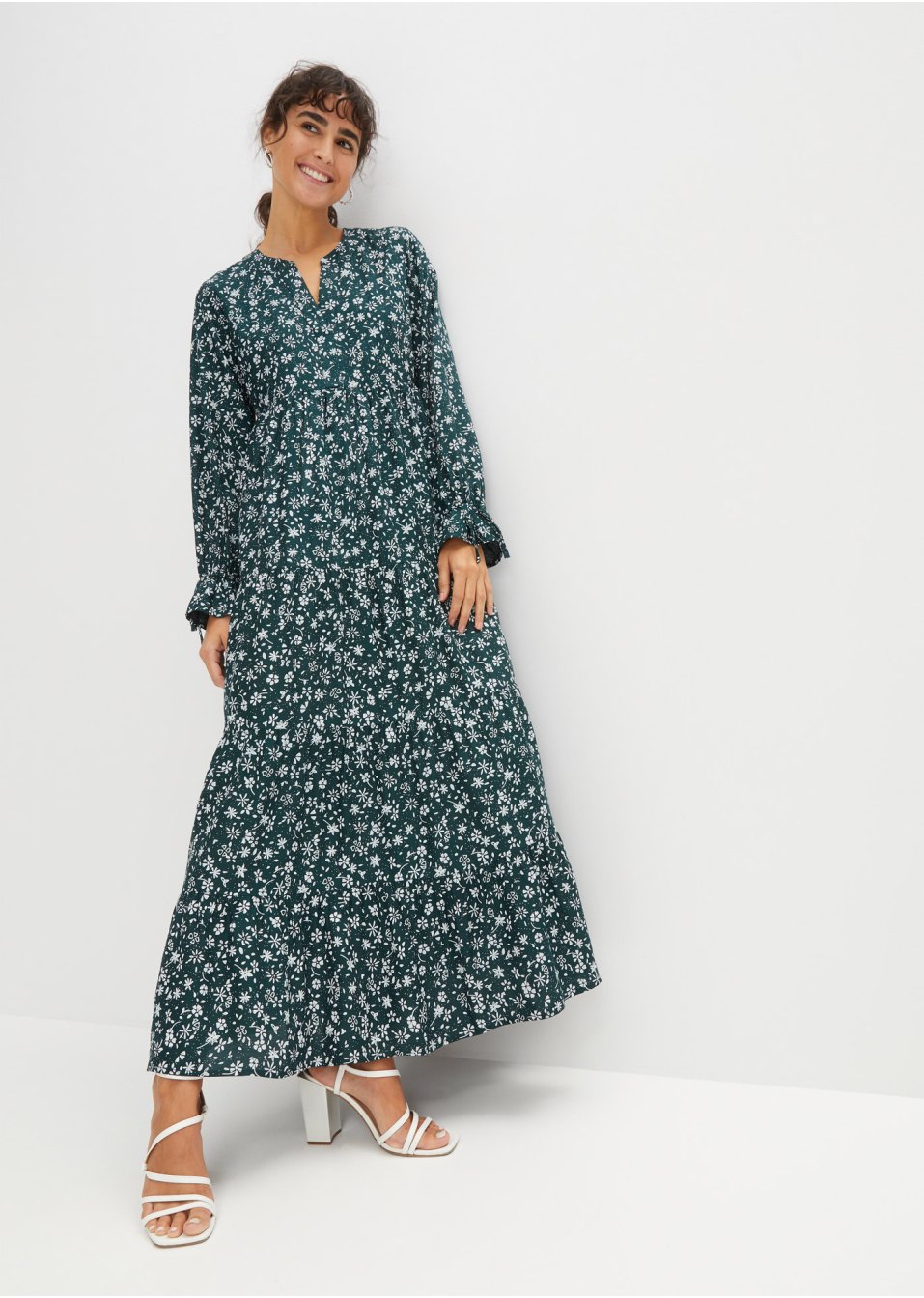 Robe longue imprimée en viscose