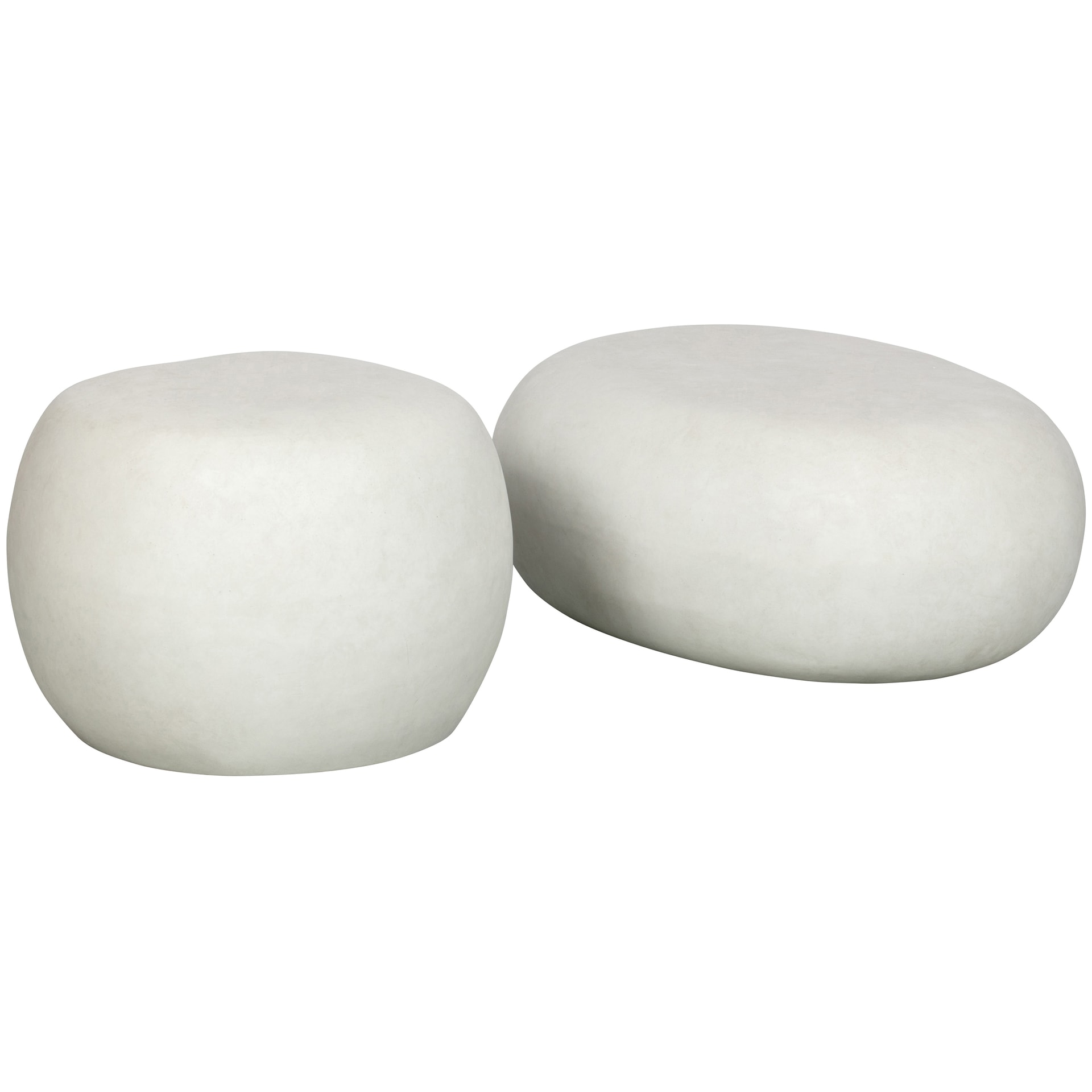 Couchtisch PEBBLE 65x49 cm oval Betonoptik Weiß