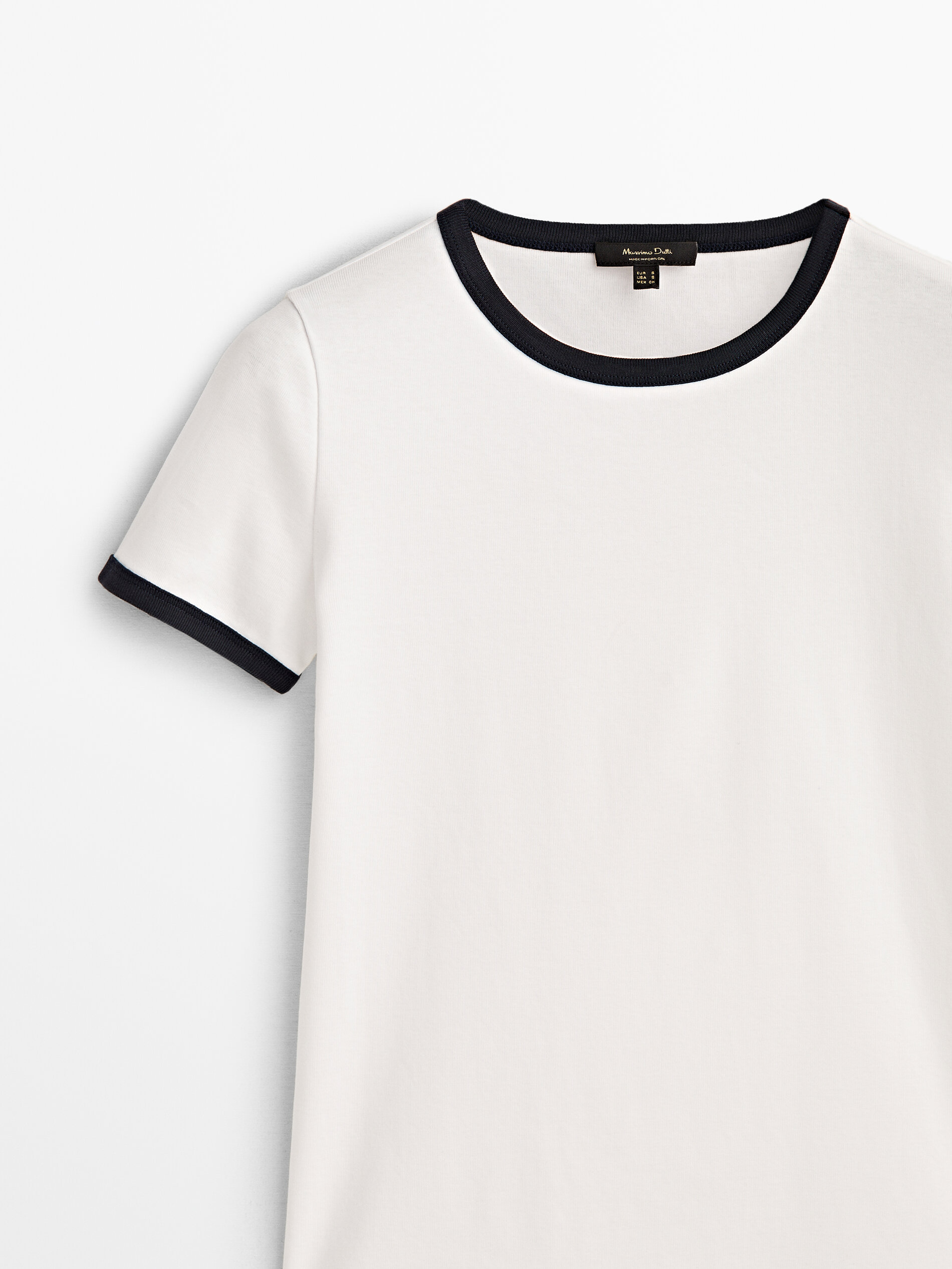 Camiseta de manga curta contrastante - BRANCA