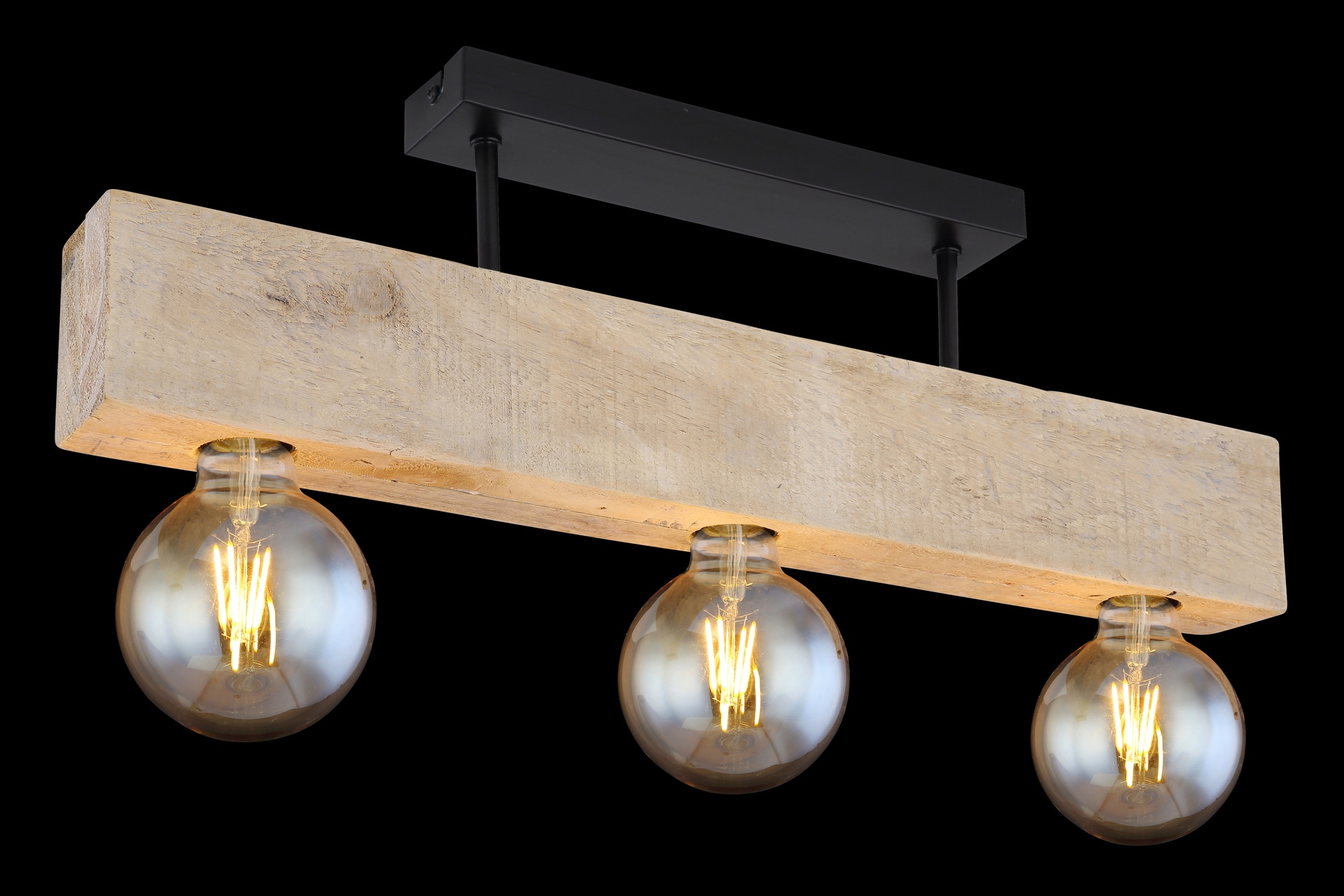 GLOBO Retrofit Deckenlampe ADALIE 60 cm schwarz /Holz