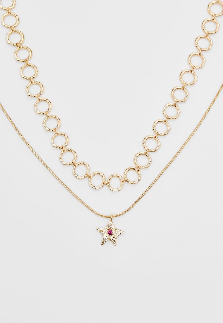 Conjunto de 2 colares com pingente de coração