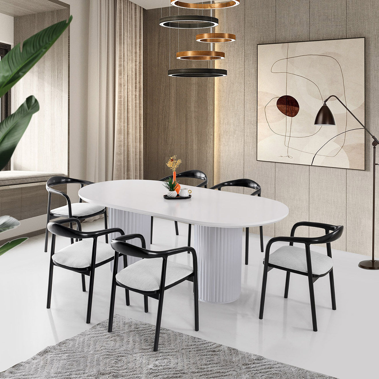Wooden Art Table de salle à manger LI blanc - 200x77x100 cm