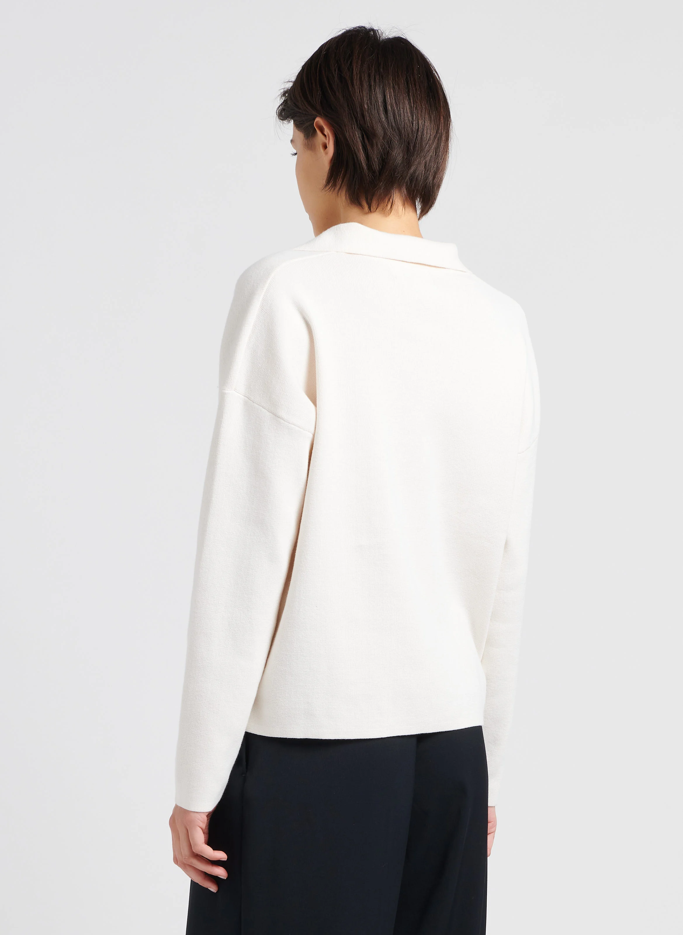 MONDOVIE AMOUR - Pull col V à revers en coton mélangé| Blanc