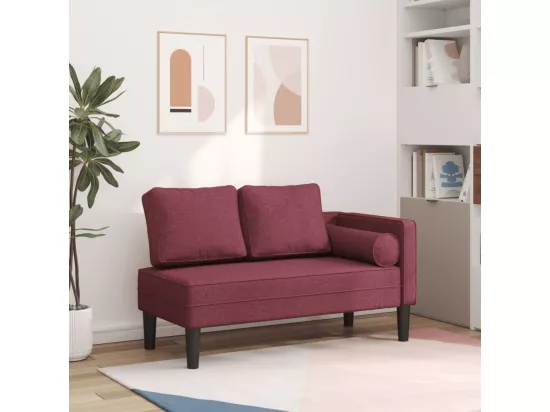 Prolenta Premium - Chaise longue avec coussins rouge bordeaux tissu