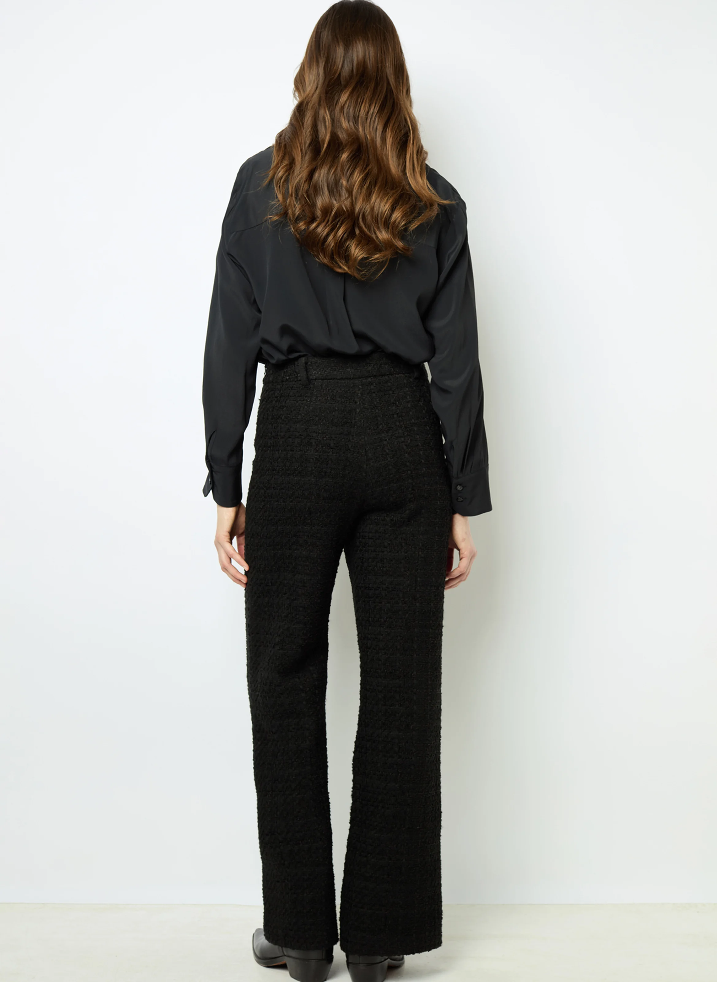 NADINE - Pantalon droit en coton mélangé | Noir