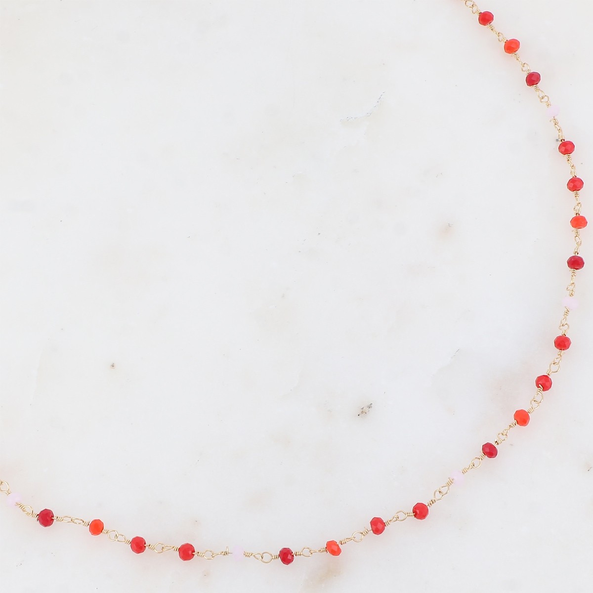 Collier - Acier inoxydable doré & pâtes de verre