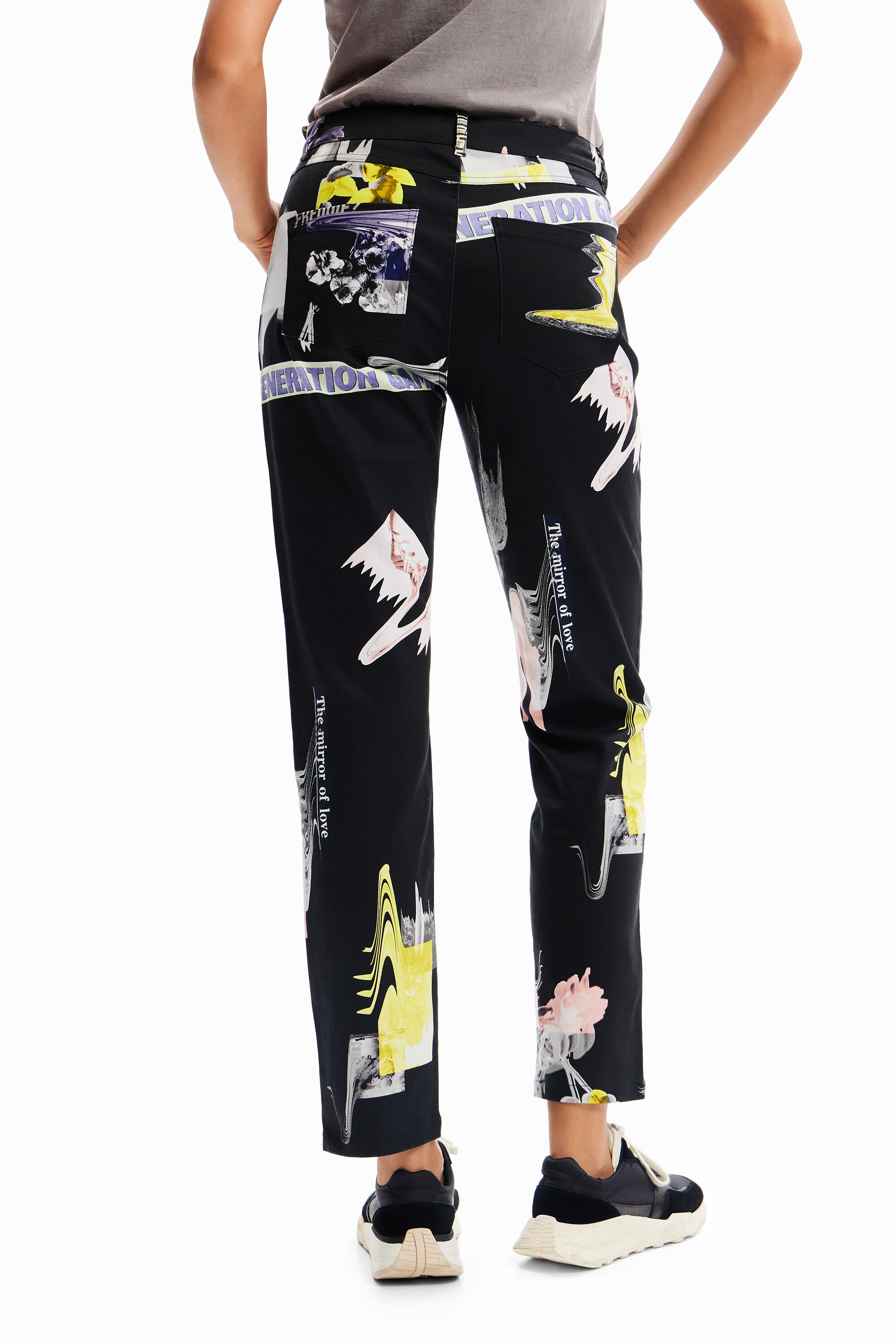 Pantalon droit collage
