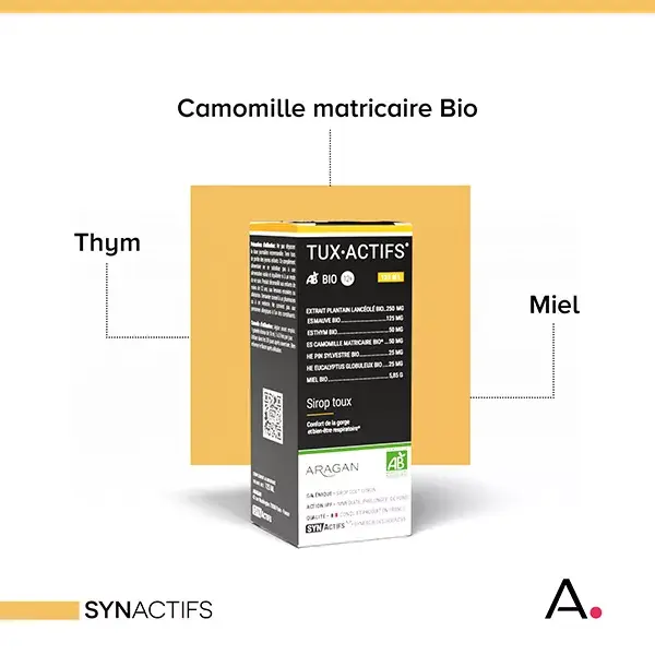 Aragan - Synactifs - TUXActifs® BIO 12+ Throat Comfort - Camomila - 125 ml