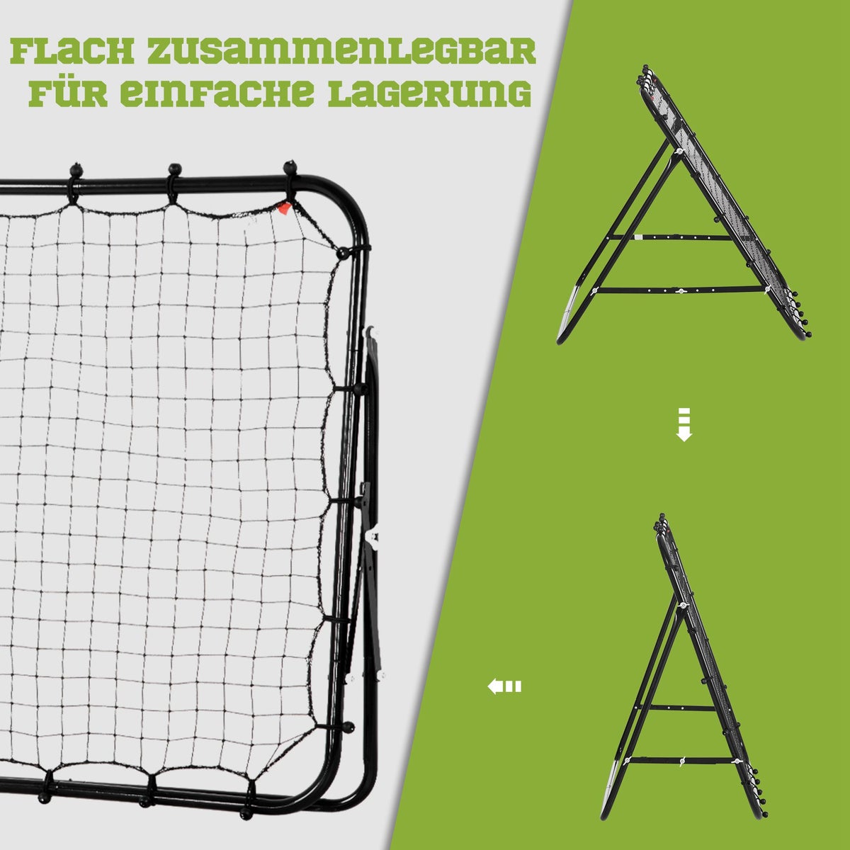 HHOMCOM Voetbalrebounder, Kickbackdoel, Verstelbare hoek, 96 x 80 x 96 cm, Metalen buis, PE-stof, Zwart