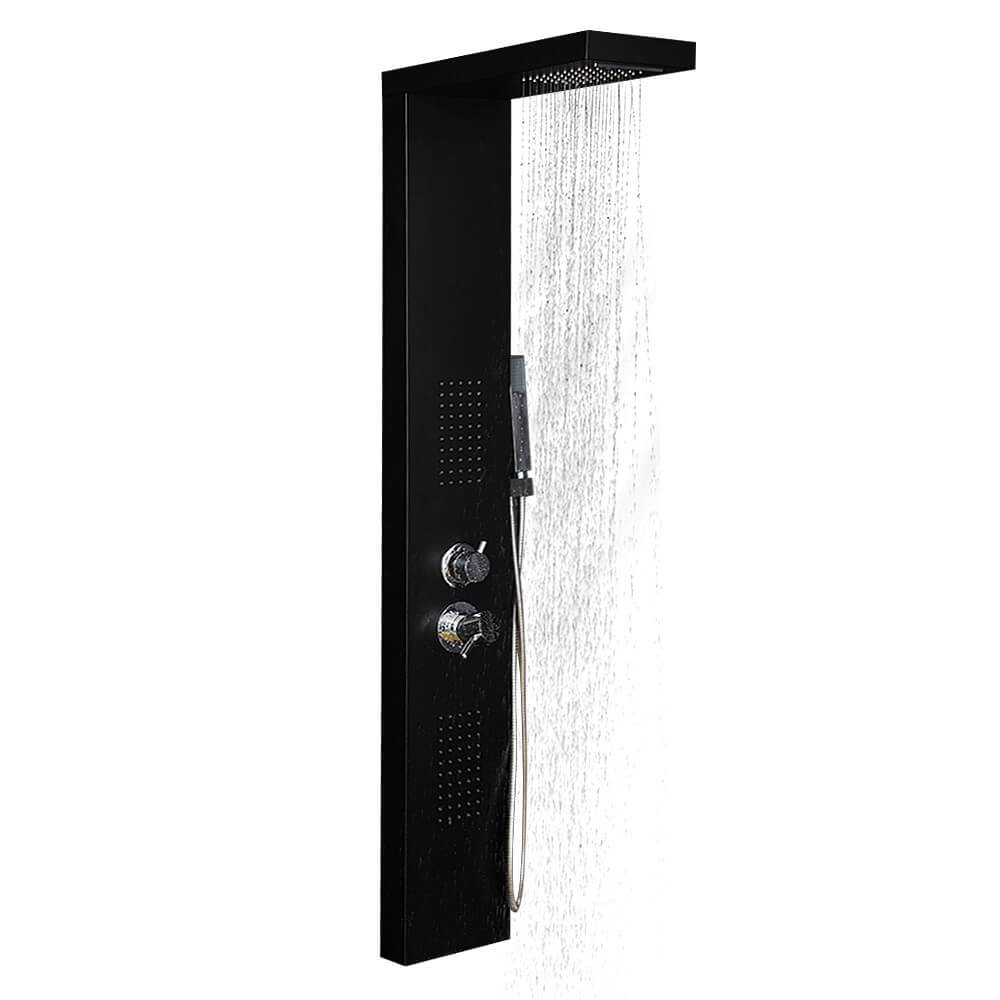 Home Deluxe - Douchepaneel - CASCATA Zwart - Afmetingen: 142 x 20 x 50,5 cm, incl. regendouchekop en complete accessoires