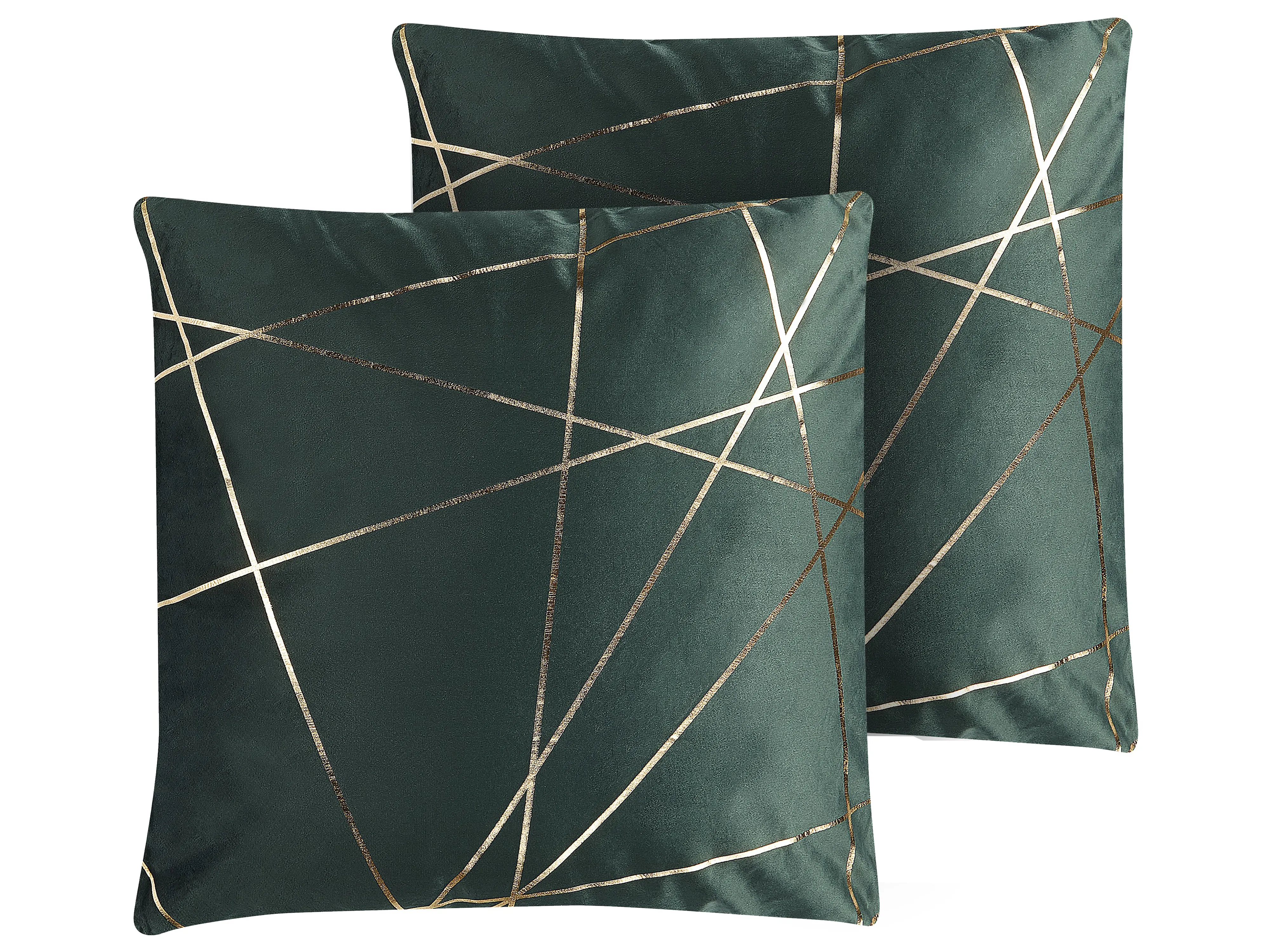 Set van 2 sierkussens PINUS Fluweel 45 x 45 cm Donkergroen geometrisch patroon