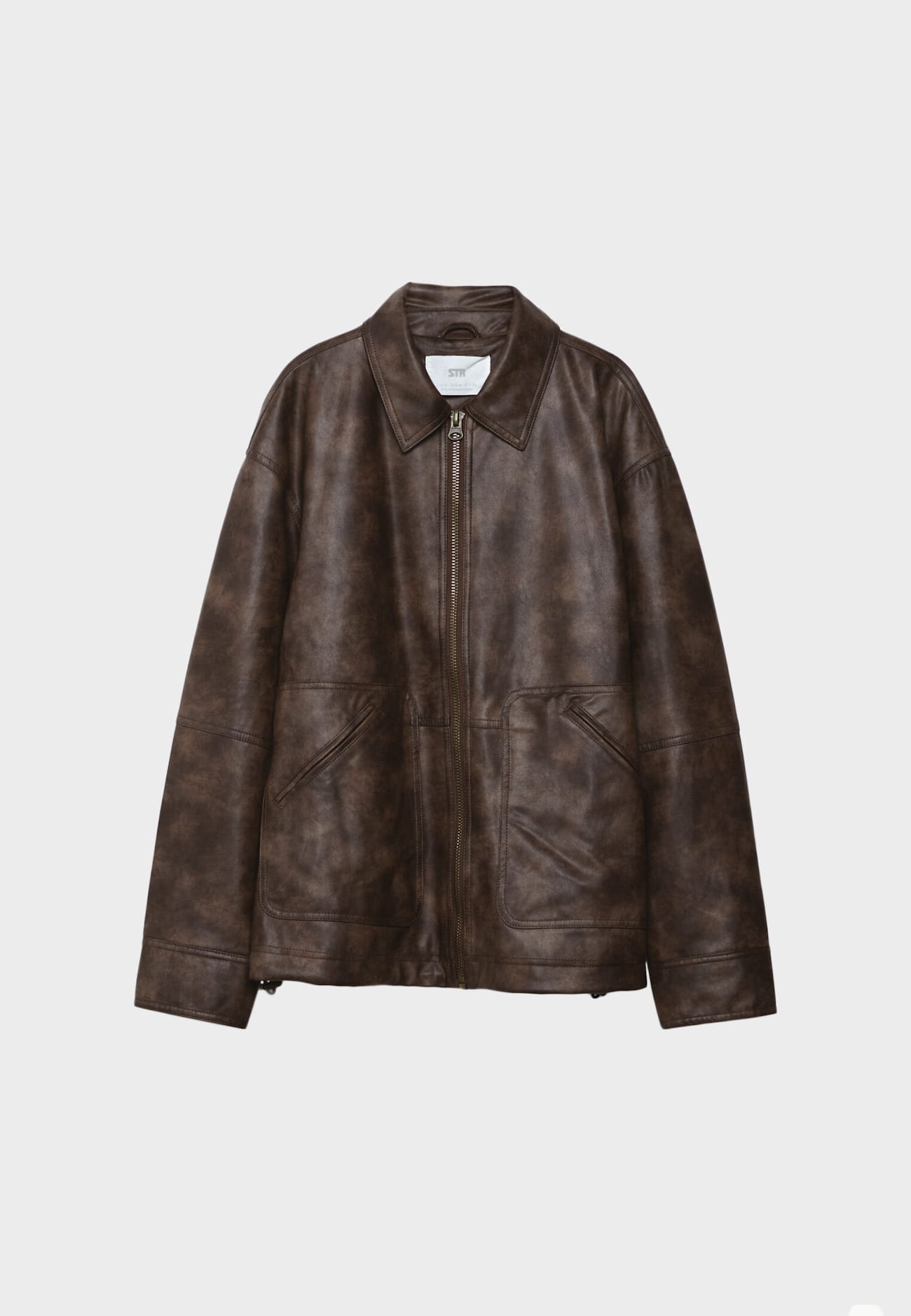 Jaqueta oversized de couro sintético