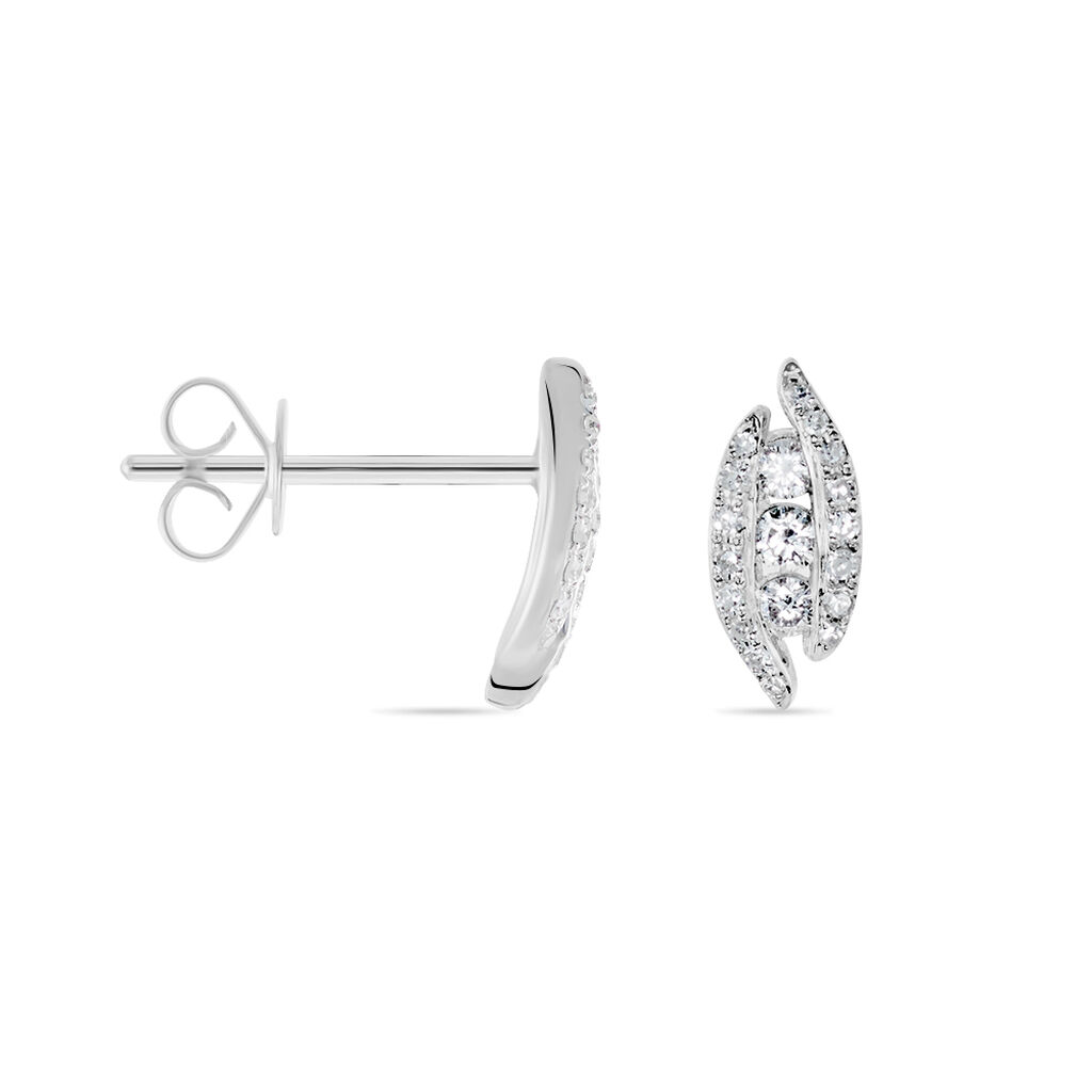 Boucles D'oreilles Puces Eternite Or Blanc Diamant