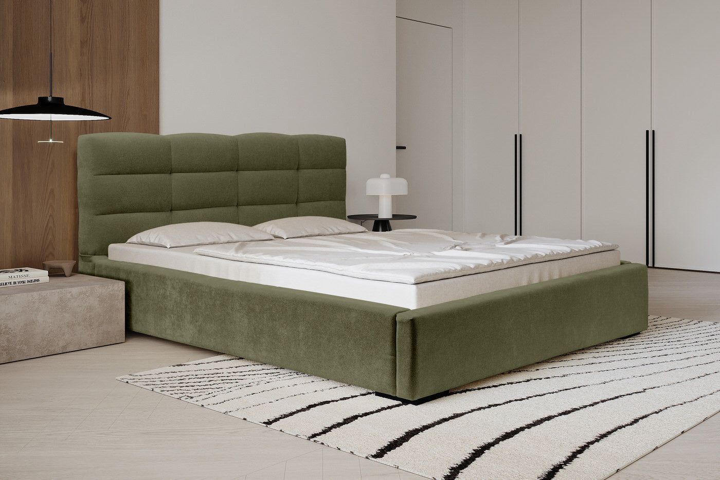 Trae Mobler Faro 160 x 200 cm Gestoffeerd Bed Bosgroen