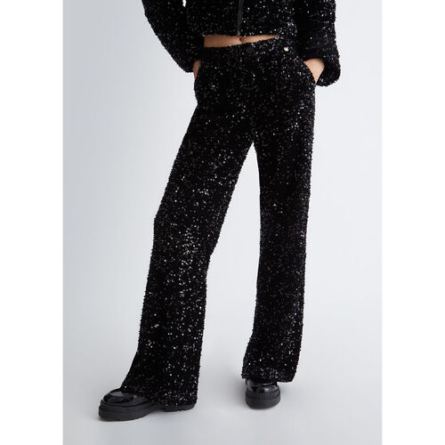 Liu Jo - Pantalón de terciopelo con lentejuelas Negro