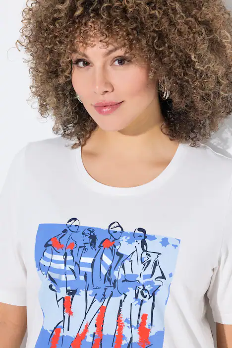 T-Shirt, Model, Classic, Rundhals, Halbarm, offwhite