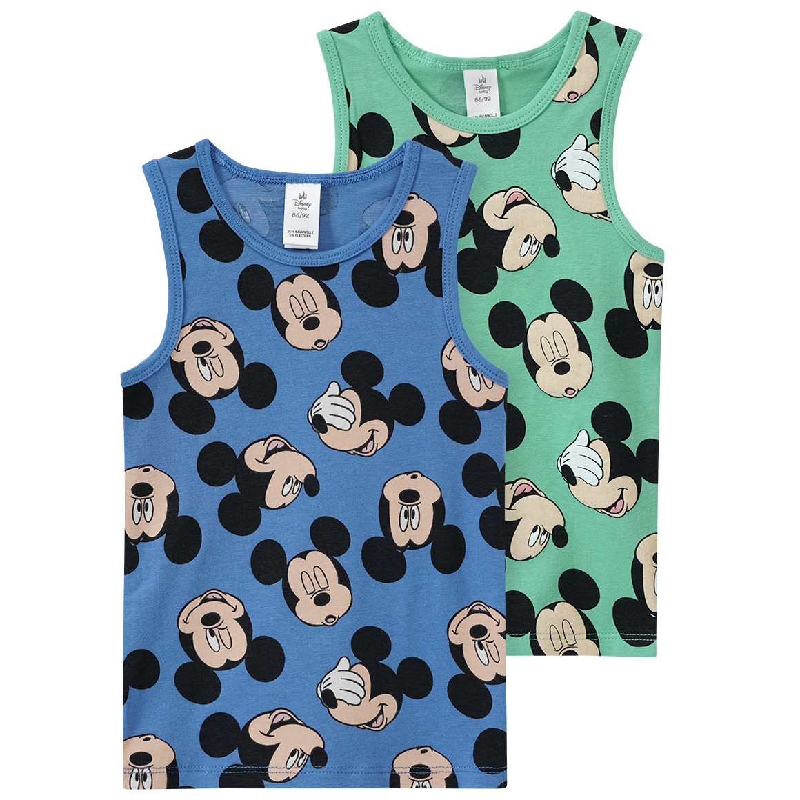 Topomini 2 Micky Maus Unterhemden blau / grün