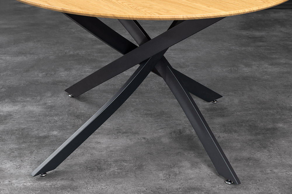 Runder Esstisch HELIX 120cm natur Wildeiche schwarze Metallbeine Sterngestell