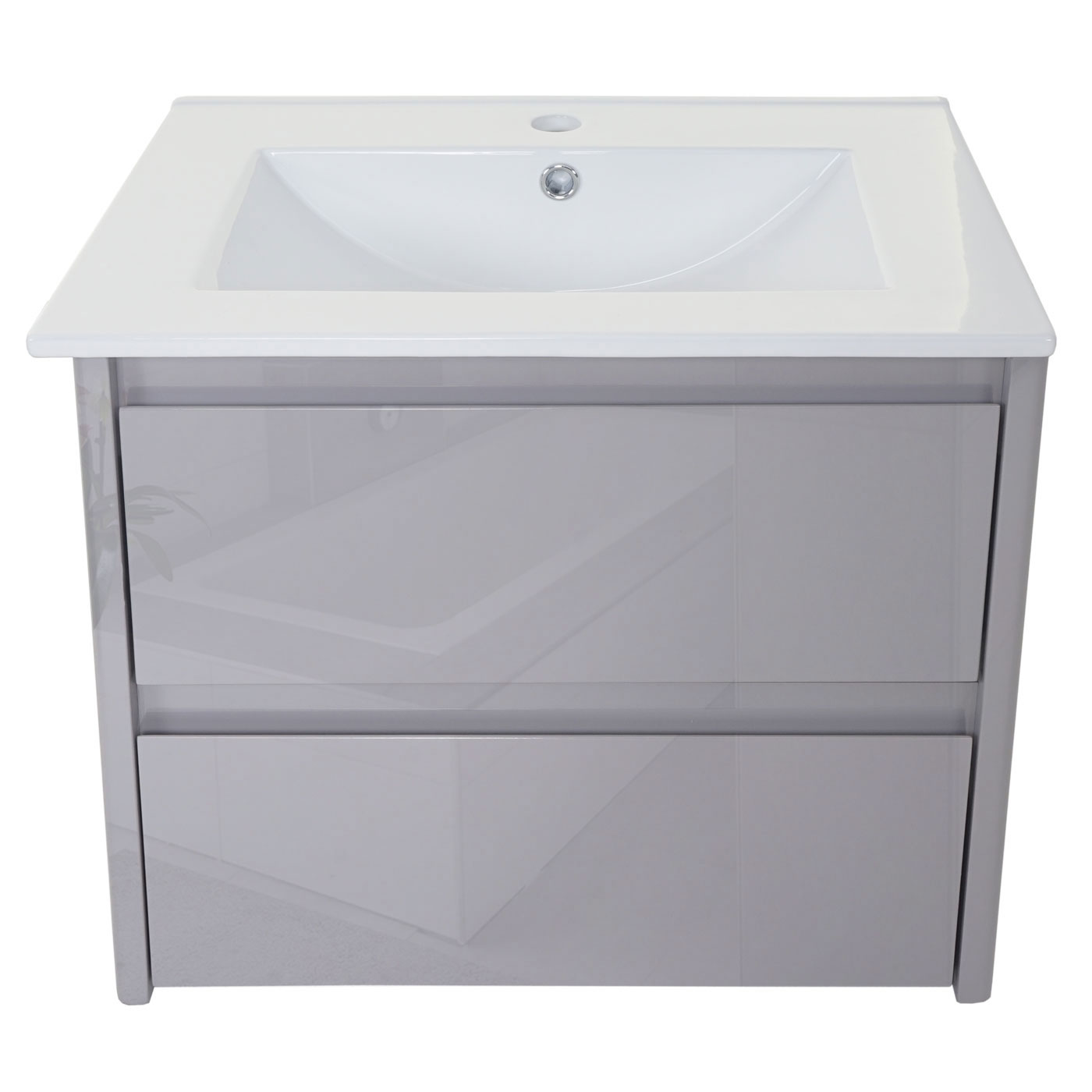 Waschbecken + Unterschrank MCW-B19, Waschbecken Waschtisch Badezimmer, hochglanz 50x60cm ~ grau