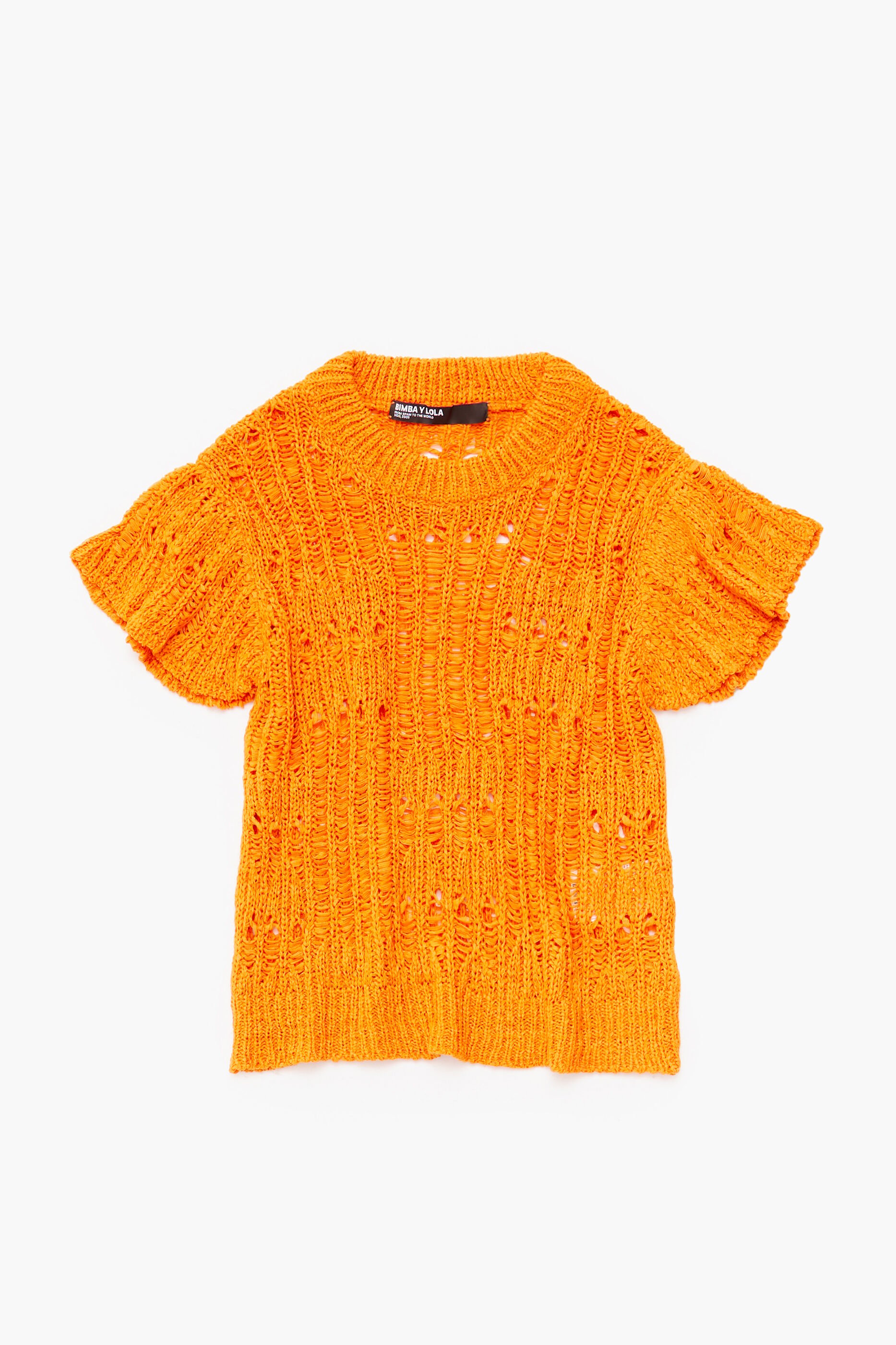 camisa laranja vazada