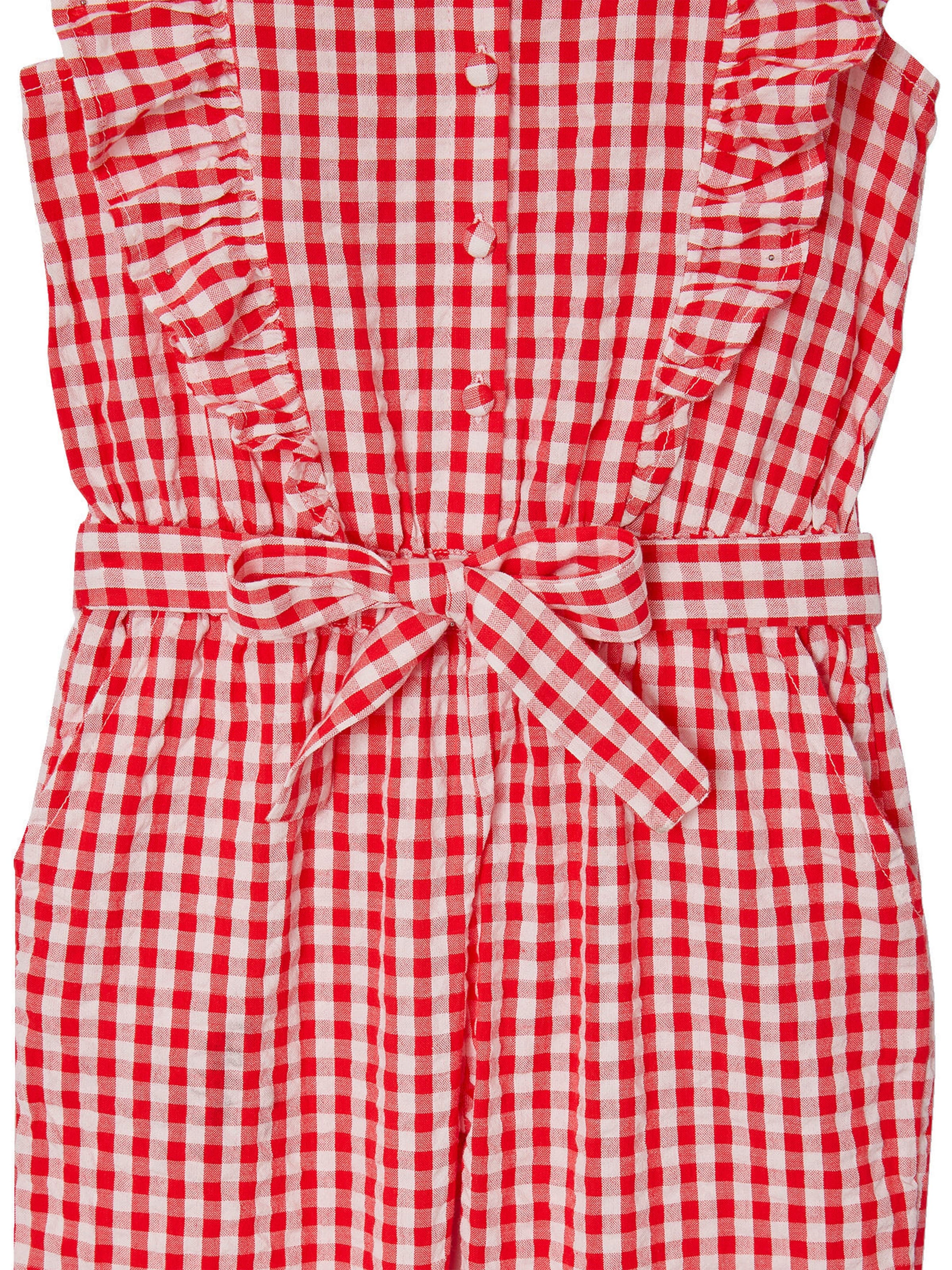 Vertbaudet Karierter Mädchen Jumpsuit mit Volants rot kariert