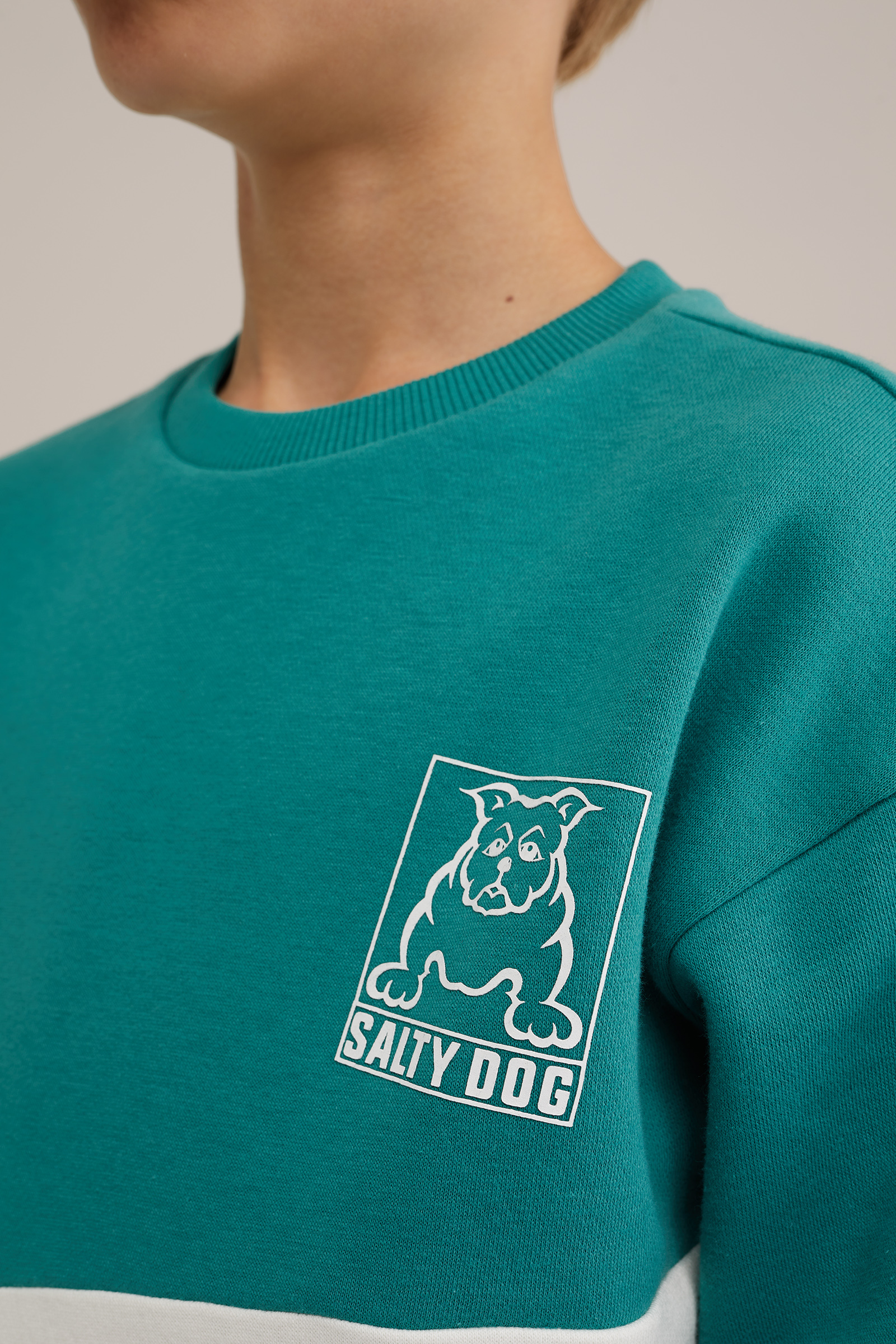 Jongens sweater met colourblock Salty Dog Felgroen