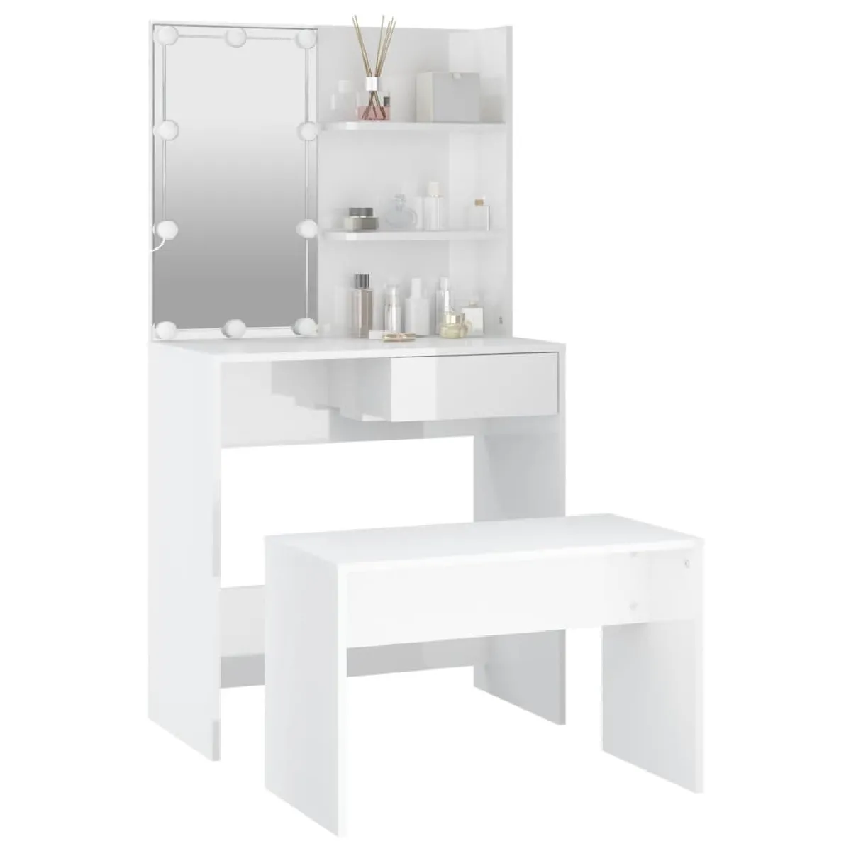 VidaXL Coiffeuse LED Blanc Brillant