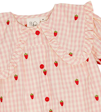 Flöss Kleid - Puppe - Pink Berry Gingham