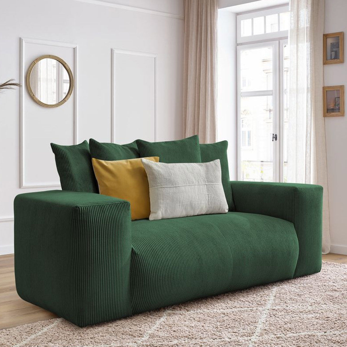 Bobochic Canapé 2 places moelleux voltaire vert - 220x124x75 cm
