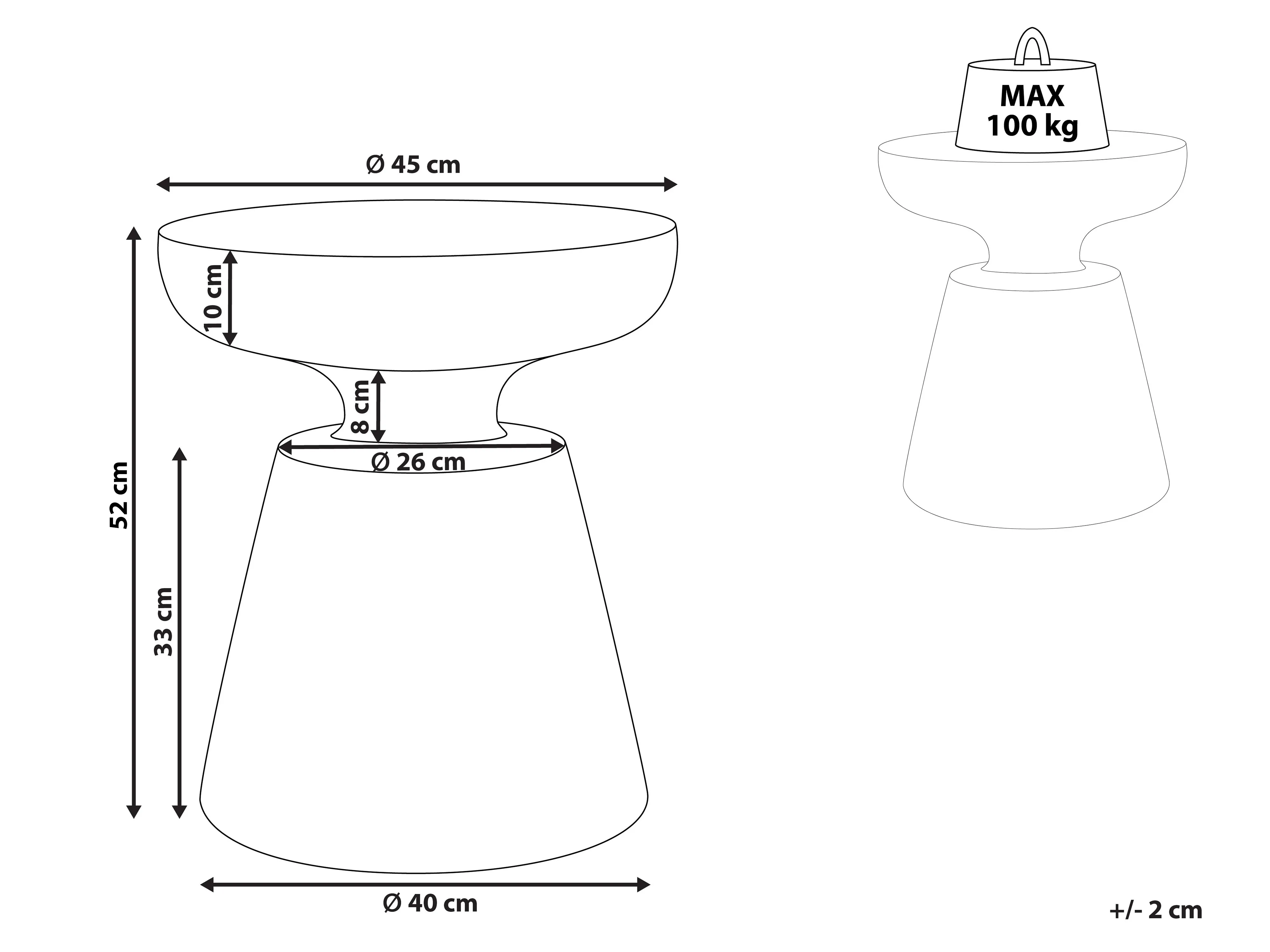 Bijzettafel MINCIO 45 cm 45 cm Zwart