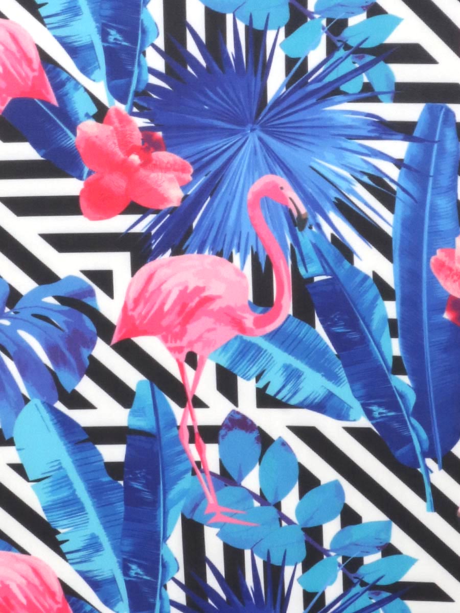 Housse de valise Periea Black & White Stripes with Flamingos L