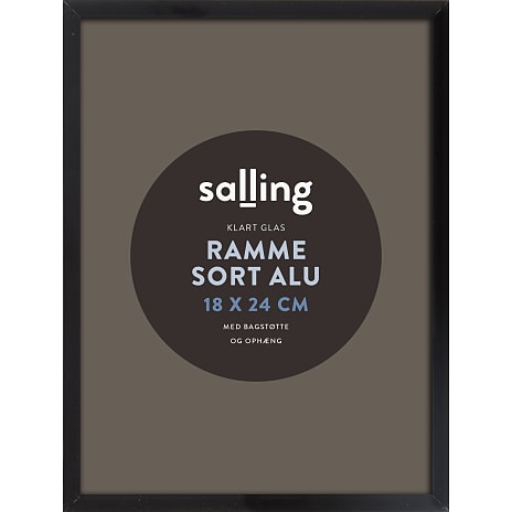 Sort ramme m. glas - 18x24 cm