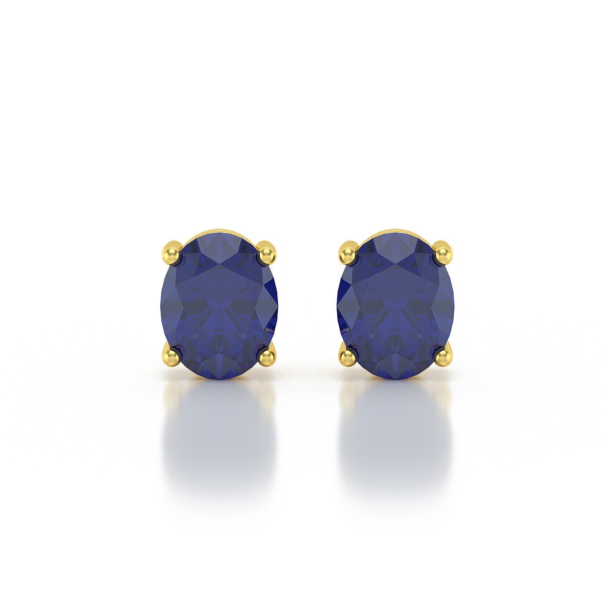 Boucles d'oreilles ADEN Or 585 Jaune et Saphir forme Ovale 1.02grs 4MM