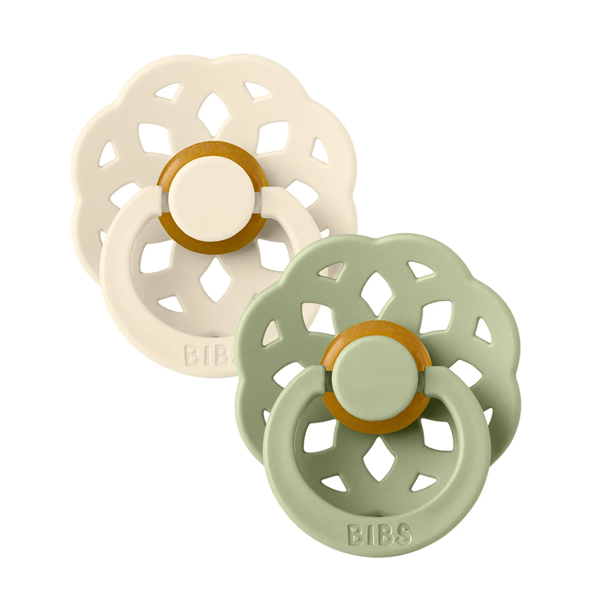Bibs Suce Boheme 6-18m Paquet de 2 - Ivoire Sauge (Grandeur 2)