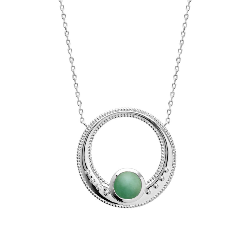 Collier Femme - Argent 925 - Aventurine - Longueur : 45 cm