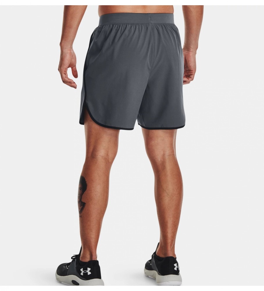 Calça Under Armour UA HIIT cinza, curta, 15 cm