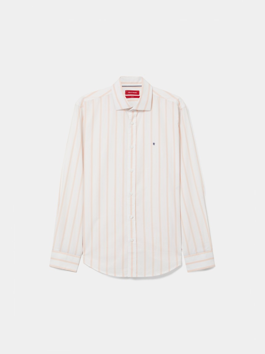 Camisa slim fit em algodão às riscas