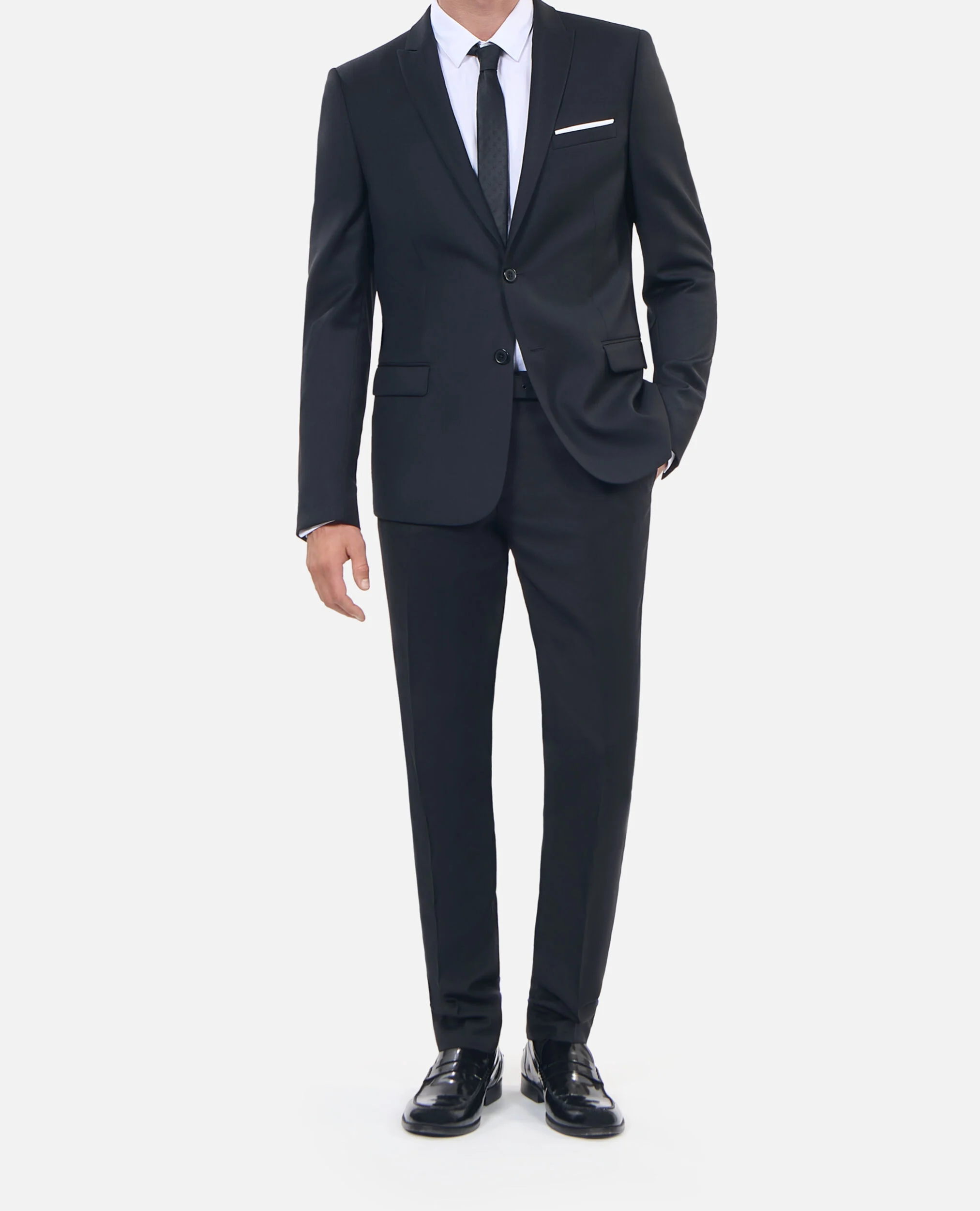 Veste de costume coupe ajustée en laine noire