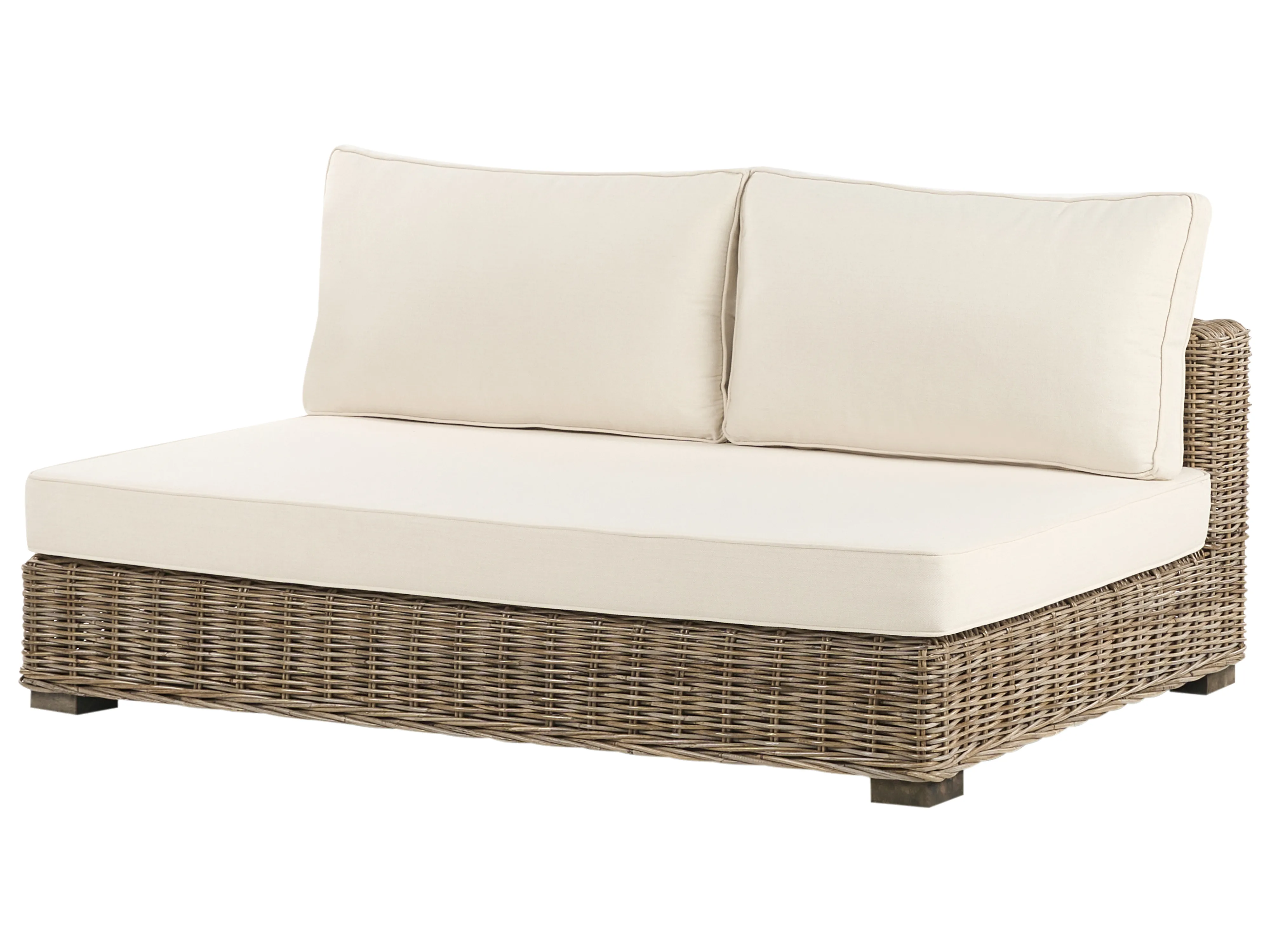 Loungeset met tafel 4-zits VARALLO rechtszijdig modulair Rotan Grijs