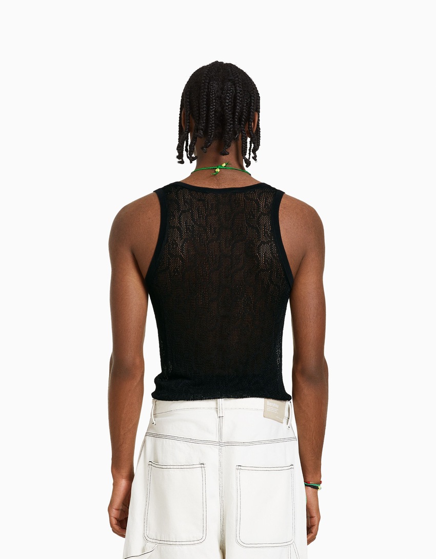 Camiseta de alças semitransparente