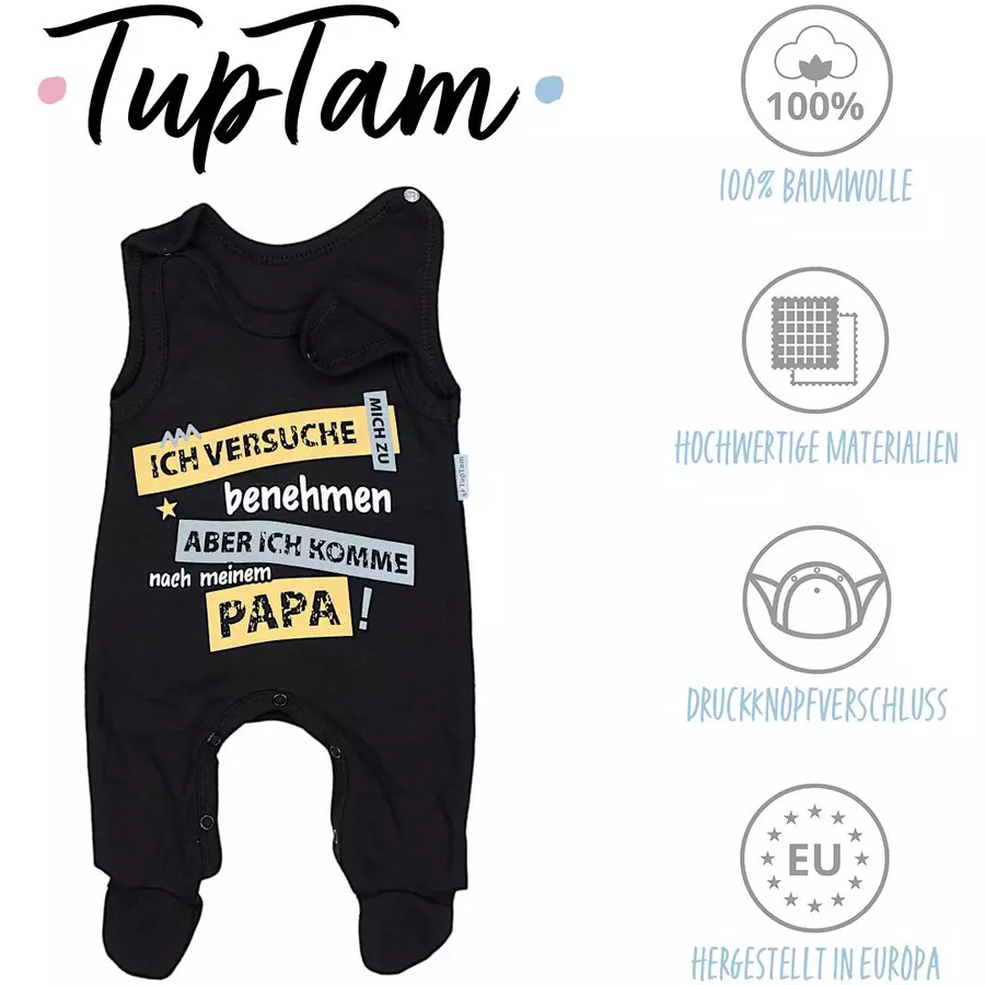 TupTam Unisex Baby Strampler mit Spruch schwarz