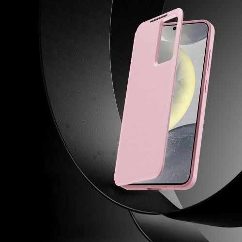 Samsung Galaxy S25 Ultra Leder Hülle Small Window View Flip Case Litchi Look- Rosa